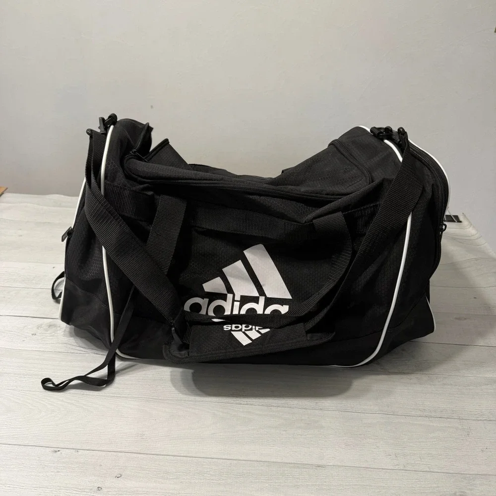 Adidas black and white medium‎ size duffel bag